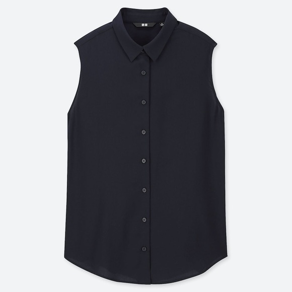 Uniqlo Tops - Uniqlo Black Sleeveless Button Up Dress Shirt